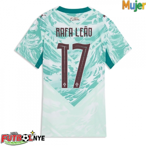 Camiseta Portugal Rafael Leao #17 Visitante Equipación para mujer Mundial 2026 manga corta